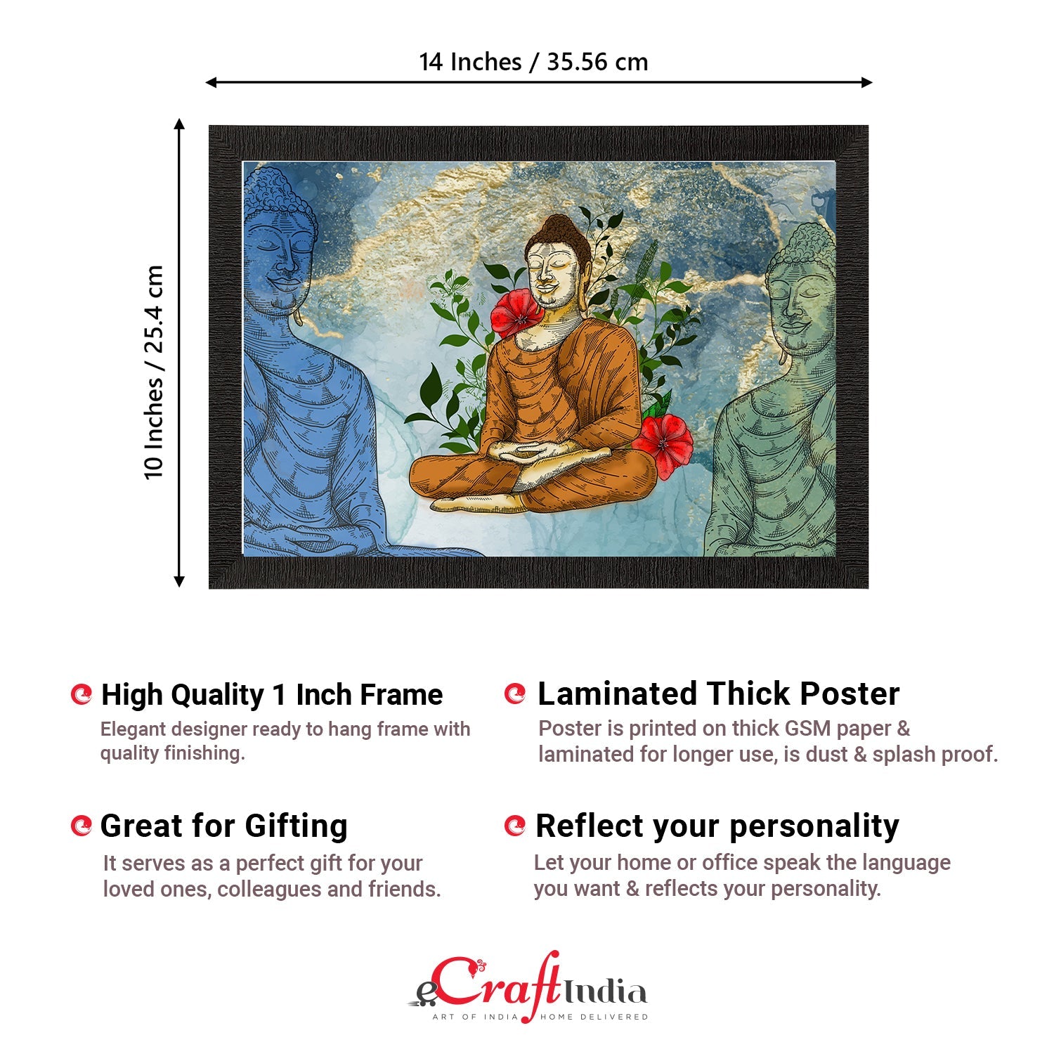 Meditating Lord Buddha Painting Digital Printed Religious Wall Art Kafalo