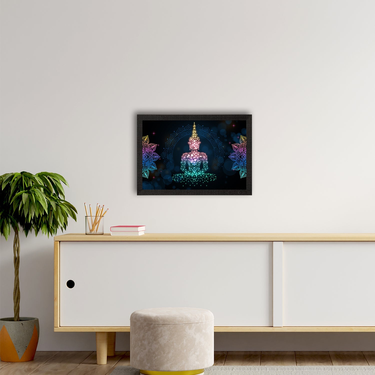 Meditating Lord Buddha Painting Digital Printed Religious Wall Art Kafalo