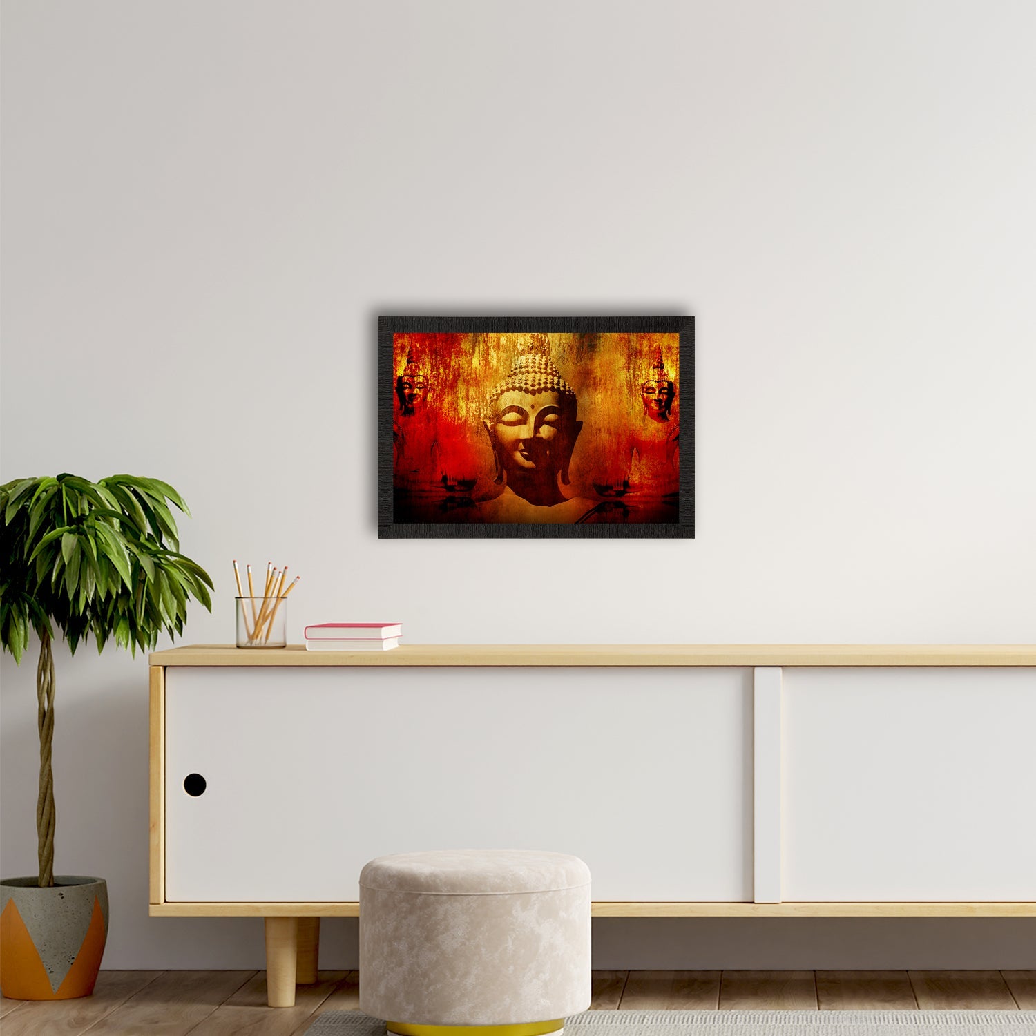Meditating Lord Buddha Painting Digital Printed Religious Wall Art Kafalo