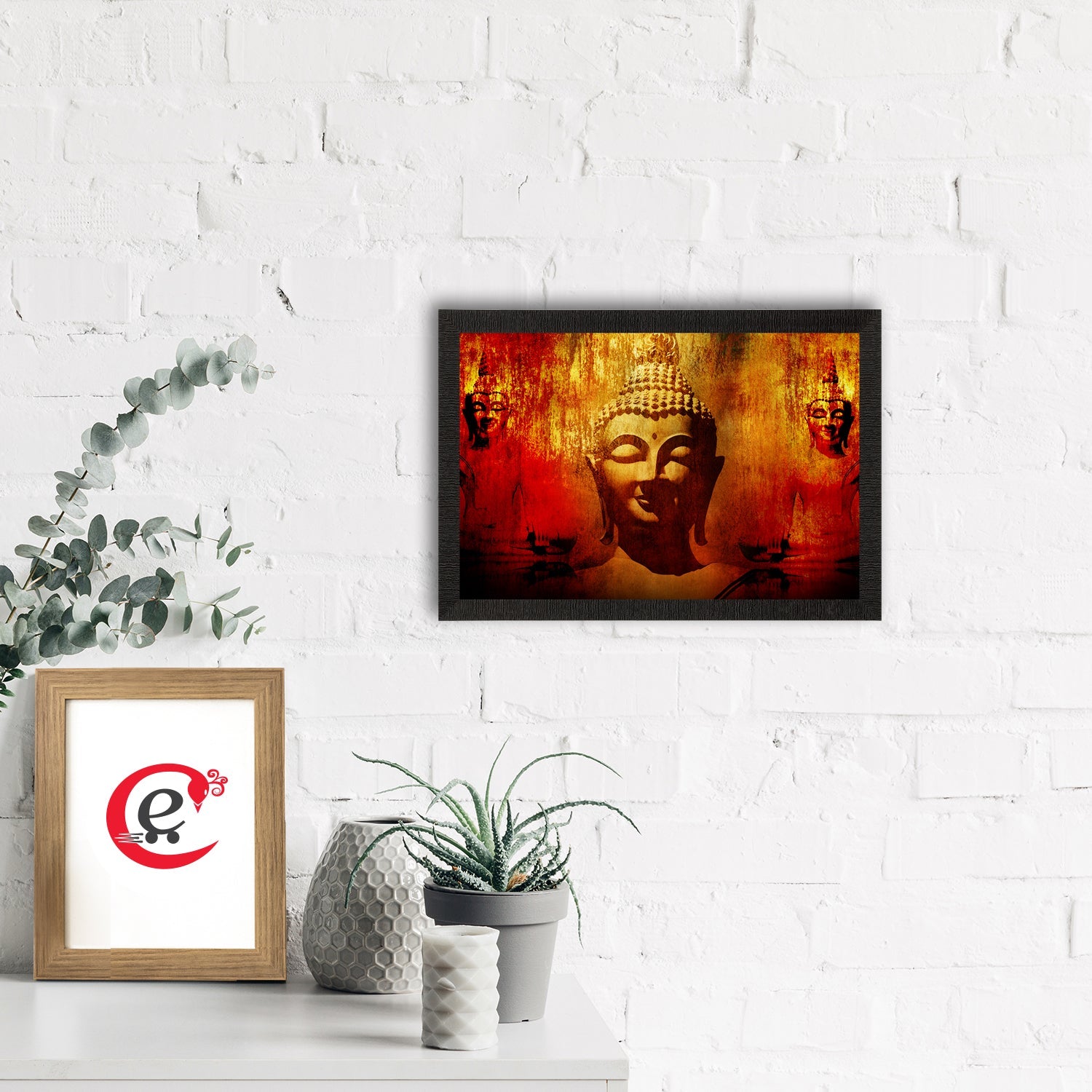 Meditating Lord Buddha Painting Digital Printed Religious Wall Art Kafalo