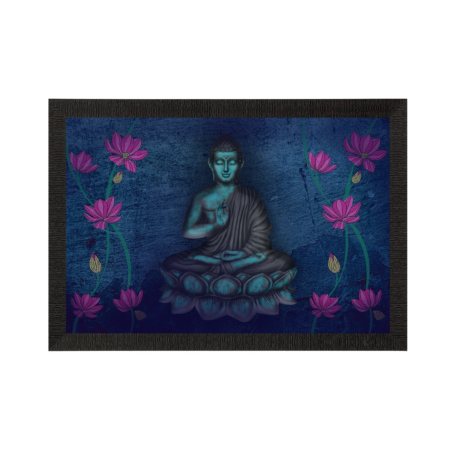 Meditating Lord Buddha Satin Matt Texture UV Art Painting Kafalo