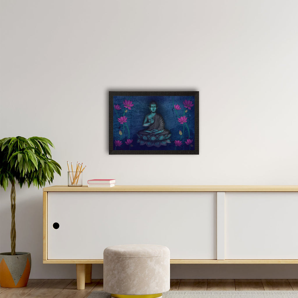 Meditating Lord Buddha Satin Matt Texture UV Art Painting Kafalo
