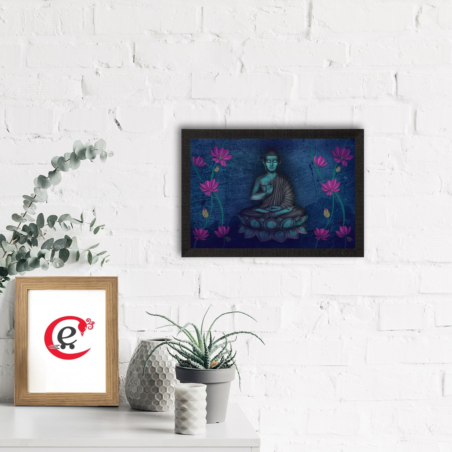 Meditating Lord Buddha Satin Matt Texture UV Art Painting Kafalo