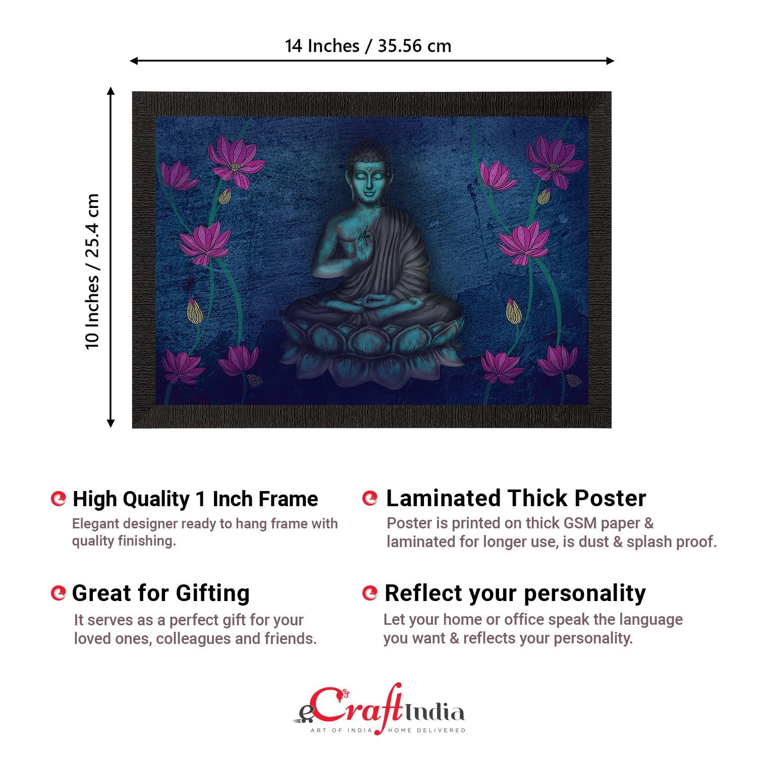 Meditating Lord Buddha Satin Matt Texture UV Art Painting Kafalo