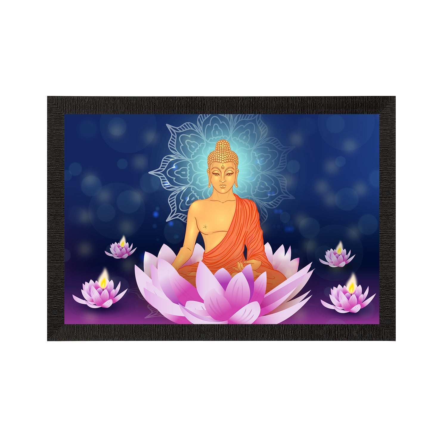 Meditating Lord Buddha Satin Matt Texture UV Art Painting Kafalo