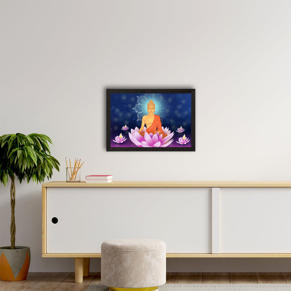 Meditating Lord Buddha Satin Matt Texture UV Art Painting Kafalo
