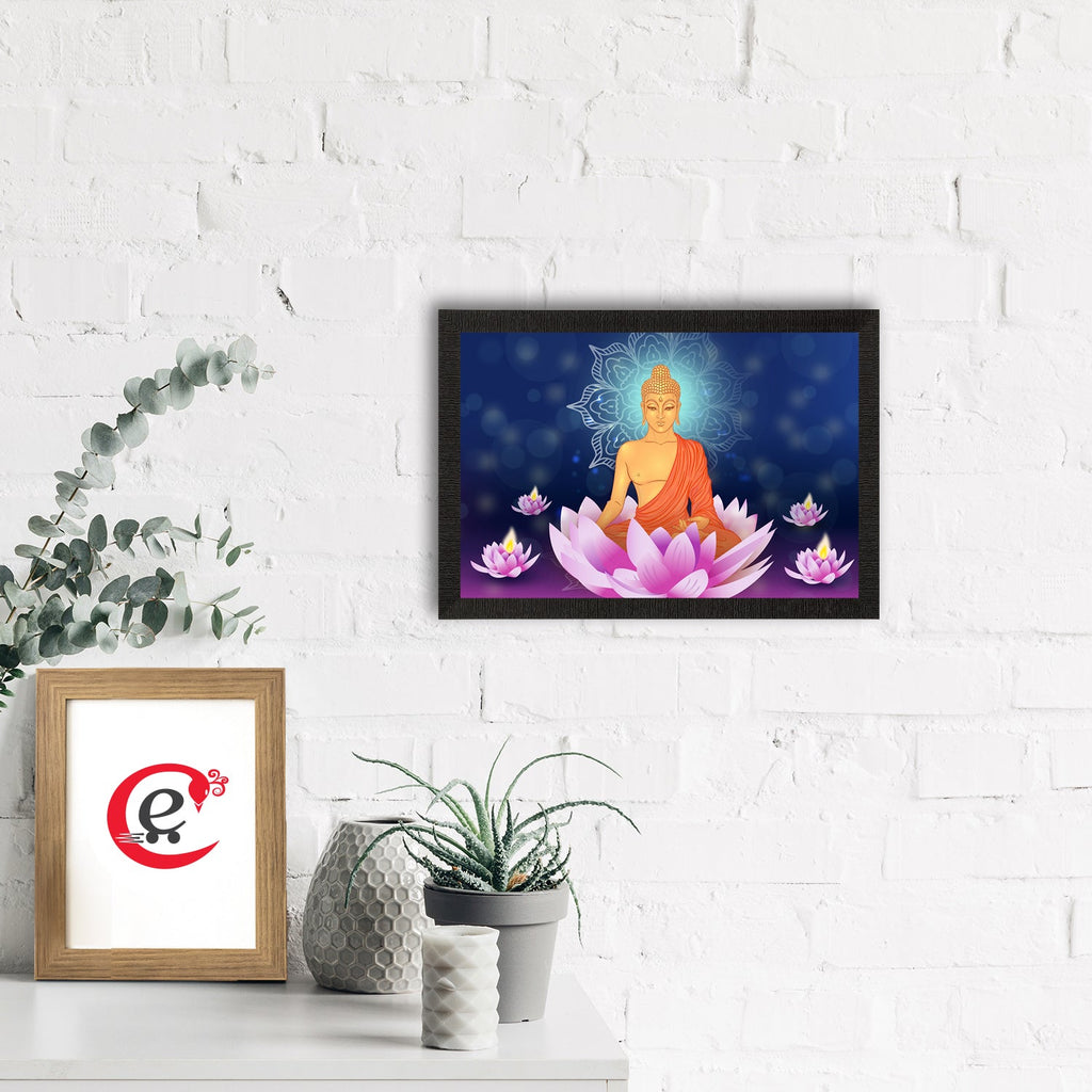Meditating Lord Buddha Satin Matt Texture UV Art Painting Kafalo