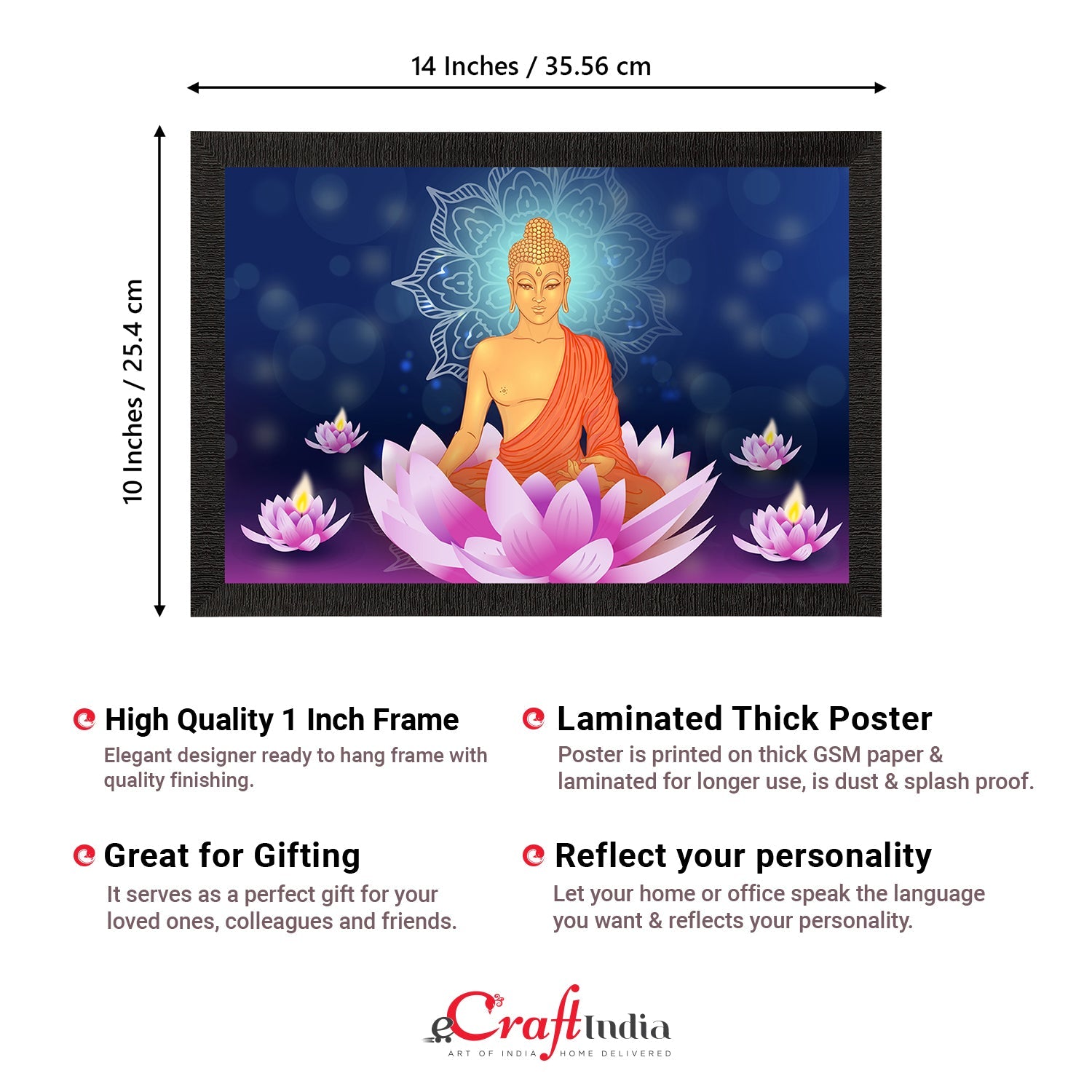 Meditating Lord Buddha Satin Matt Texture UV Art Painting Kafalo