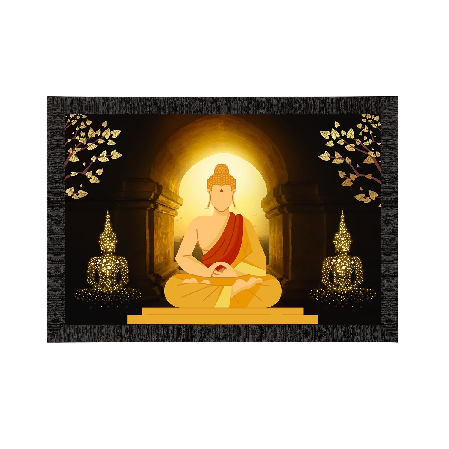 Meditating Lord Buddha Satin Matt Texture UV Art Painting Kafalo