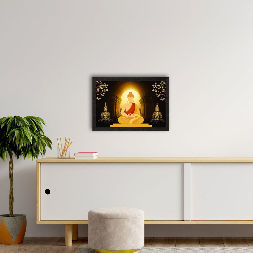 Meditating Lord Buddha Satin Matt Texture UV Art Painting Kafalo