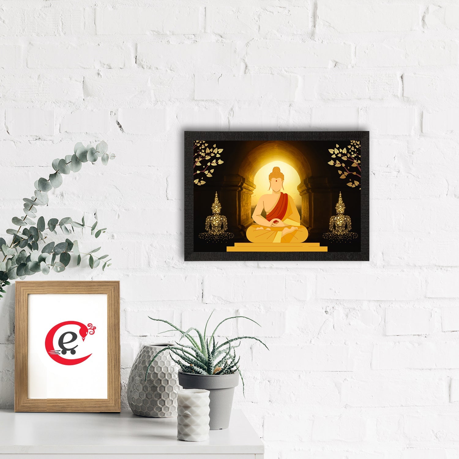 Meditating Lord Buddha Satin Matt Texture UV Art Painting Kafalo