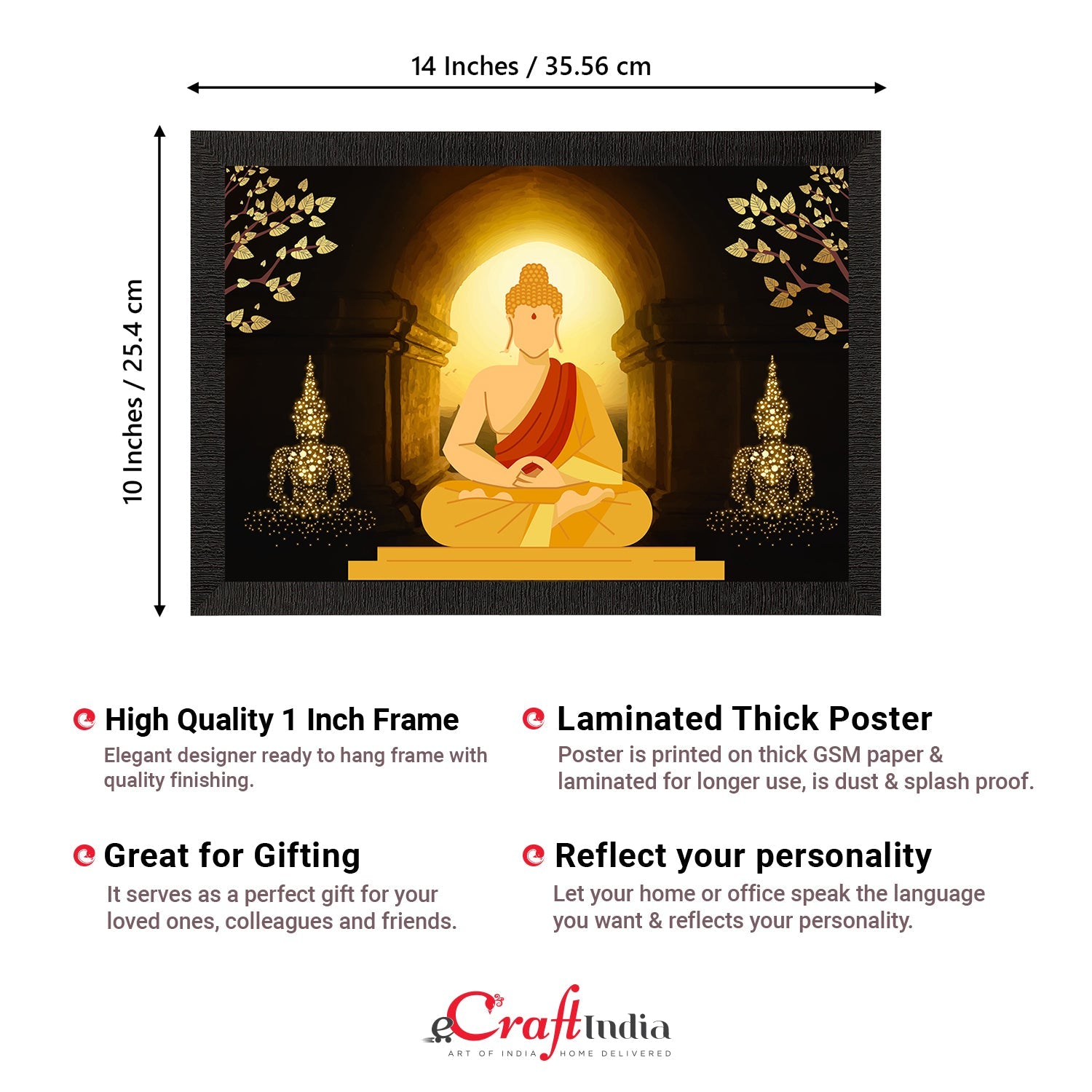 Meditating Lord Buddha Satin Matt Texture UV Art Painting Kafalo