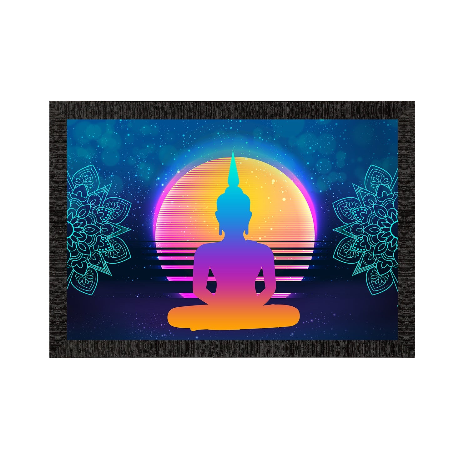 Meditating Lord Buddha Satin Matt Texture UV Art Painting Kafalo