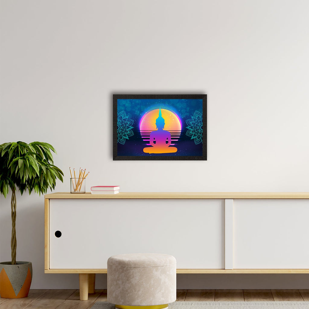 Meditating Lord Buddha Satin Matt Texture UV Art Painting Kafalo