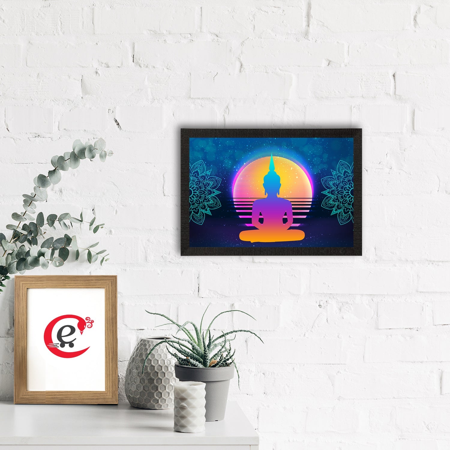 Meditating Lord Buddha Satin Matt Texture UV Art Painting Kafalo