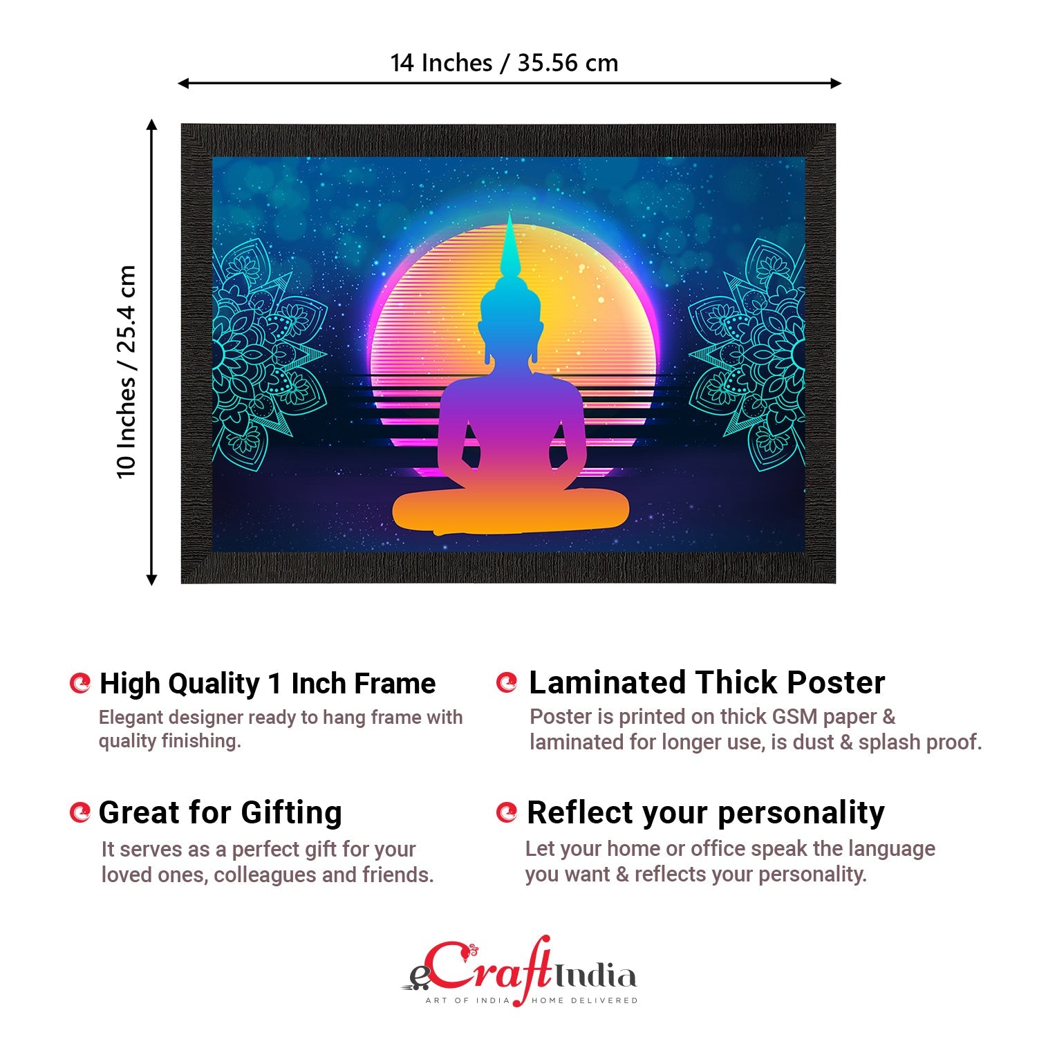 Meditating Lord Buddha Satin Matt Texture UV Art Painting Kafalo