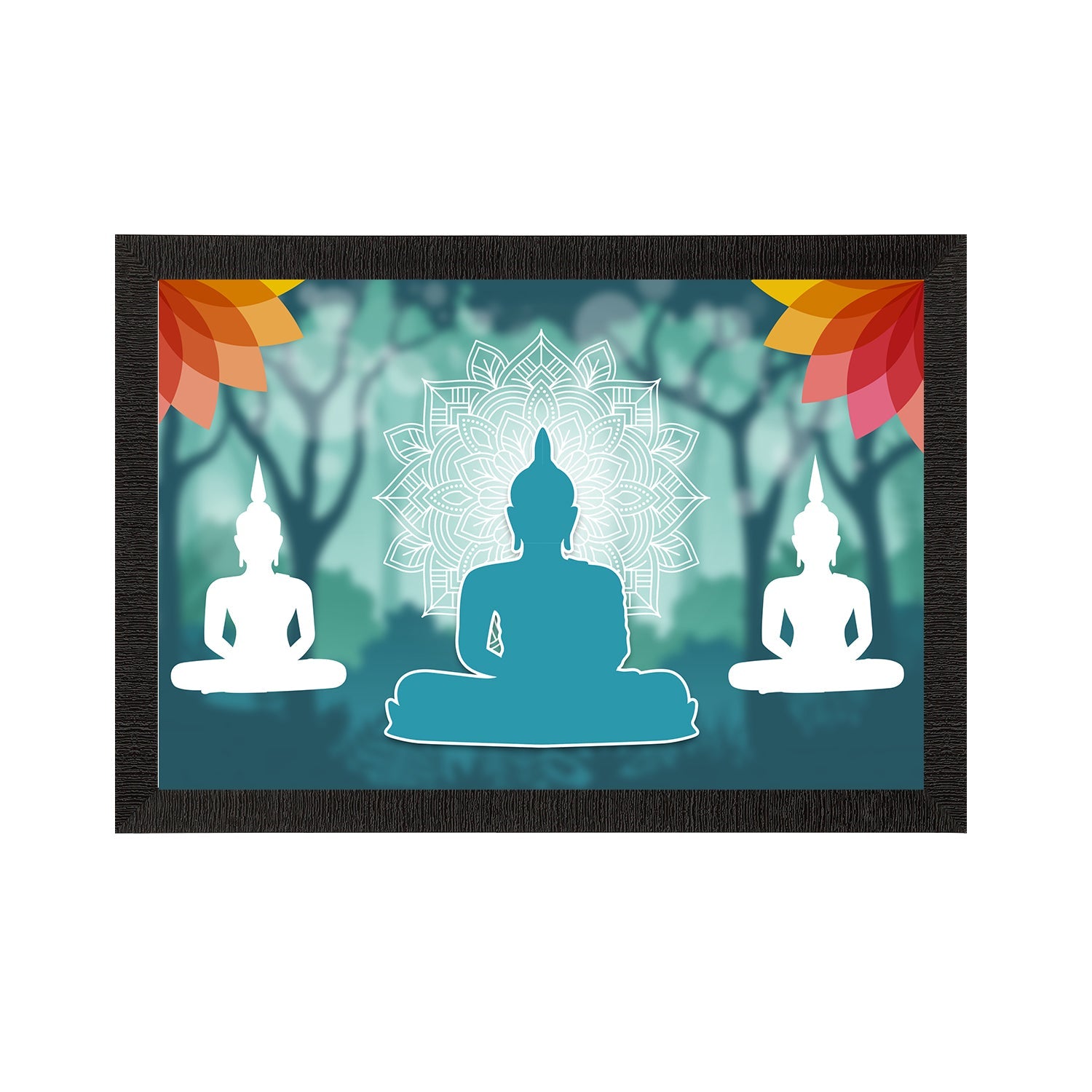 Meditating Lord Buddha Satin Matt Texture UV Art Painting Kafalo