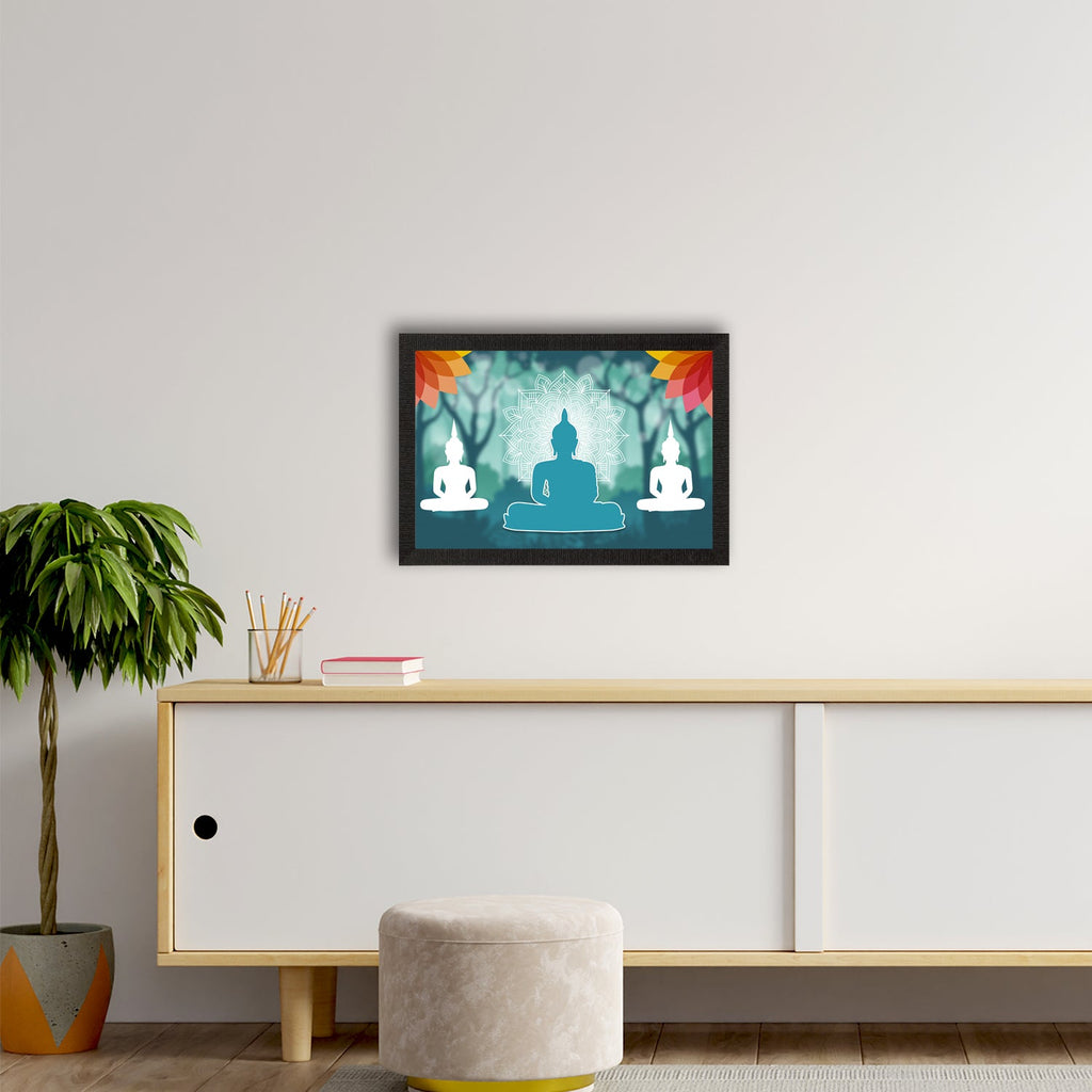 Meditating Lord Buddha Satin Matt Texture UV Art Painting Kafalo