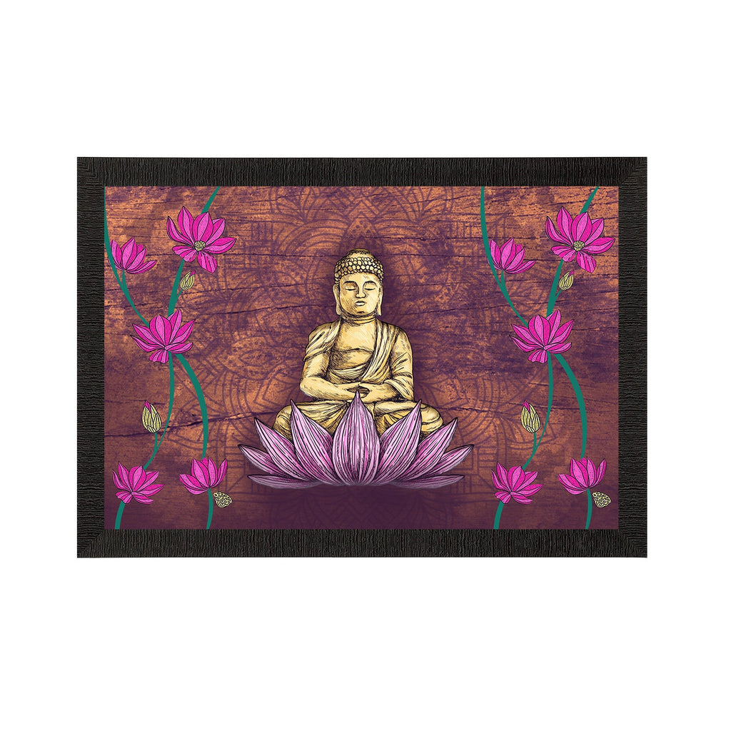 Meditating Lord Buddha Satin Matt Texture UV Art Painting Kafalo