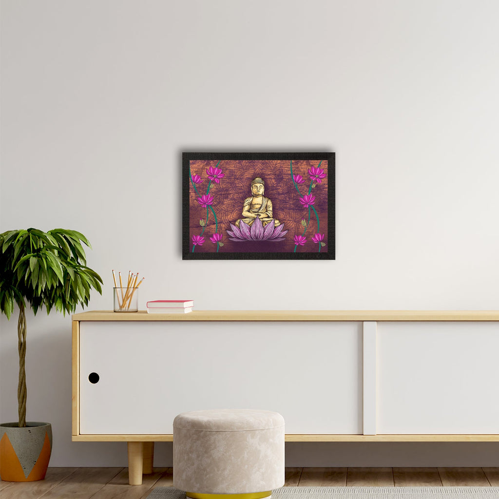 Meditating Lord Buddha Satin Matt Texture UV Art Painting Kafalo