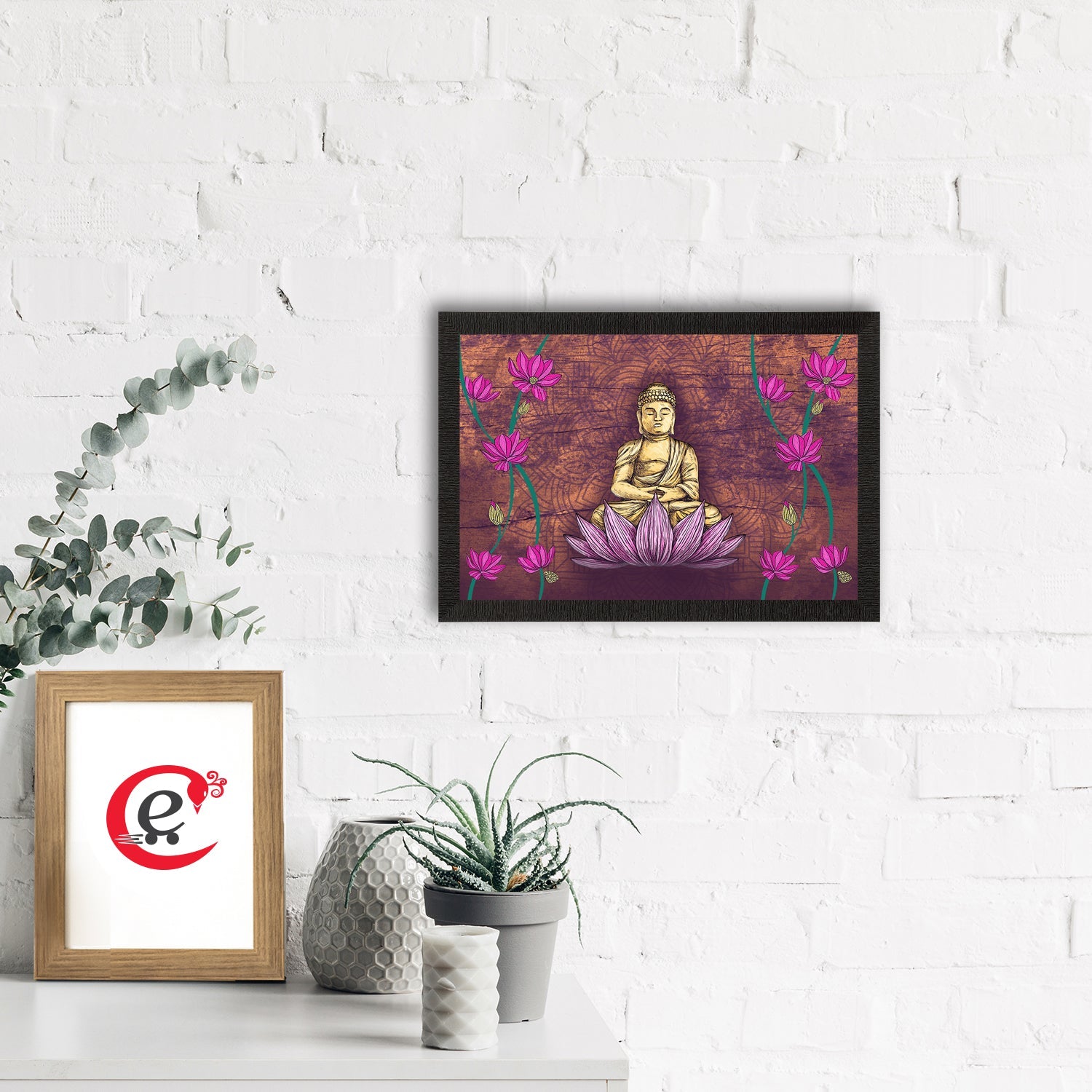 Meditating Lord Buddha Satin Matt Texture UV Art Painting Kafalo