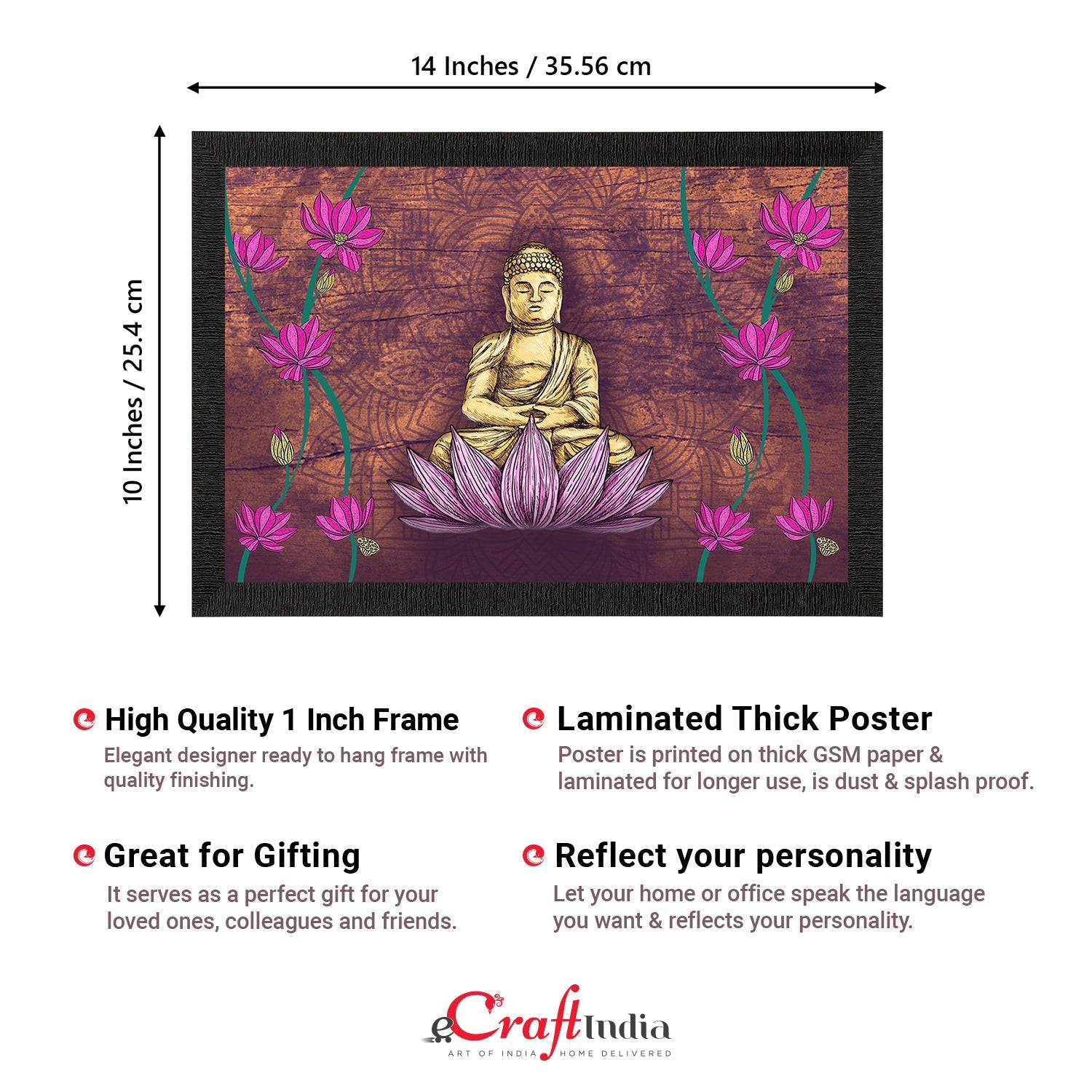 Meditating Lord Buddha Satin Matt Texture UV Art Painting Kafalo