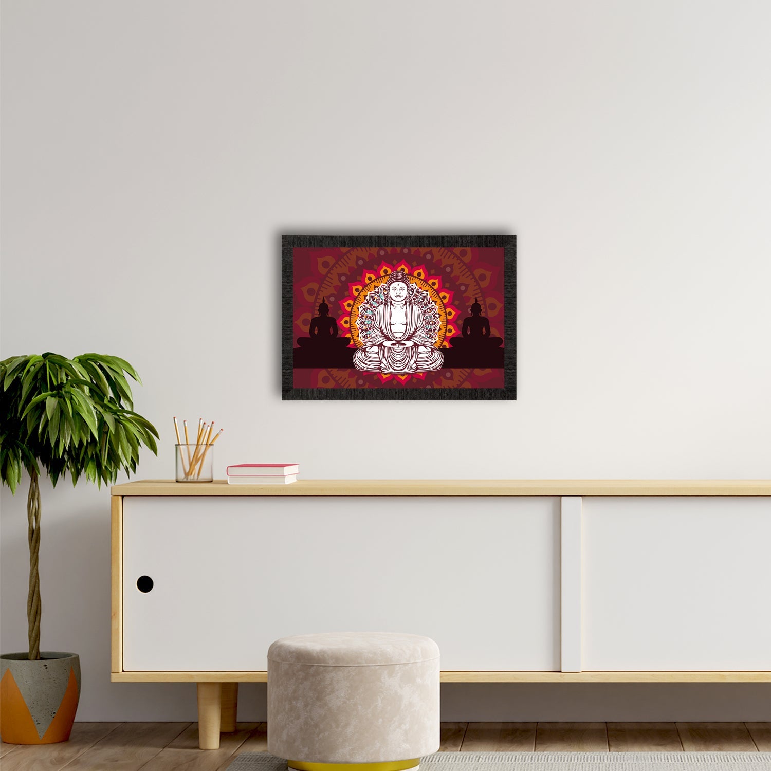 Meditating Lord Buddha Satin Matt Texture UV Art Painting Kafalo