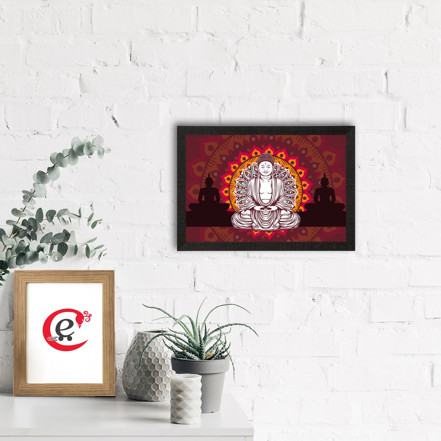 Meditating Lord Buddha Satin Matt Texture UV Art Painting Kafalo