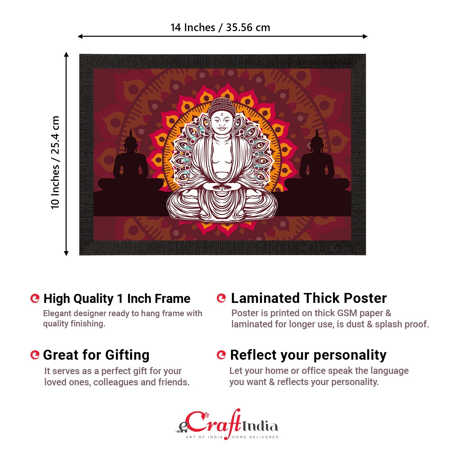Meditating Lord Buddha Satin Matt Texture UV Art Painting Kafalo