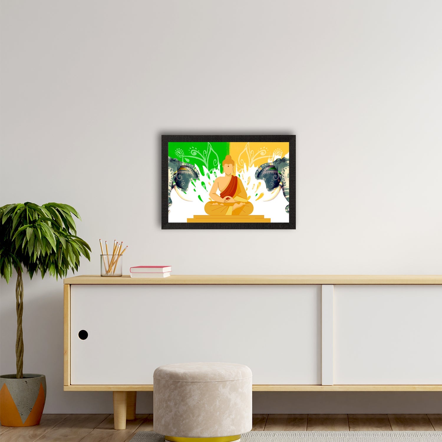 Meditating Lord Buddha Satin Matt Texture UV Art Painting Kafalo