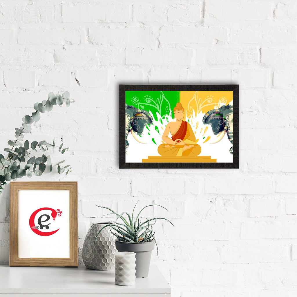 Meditating Lord Buddha Satin Matt Texture UV Art Painting Kafalo