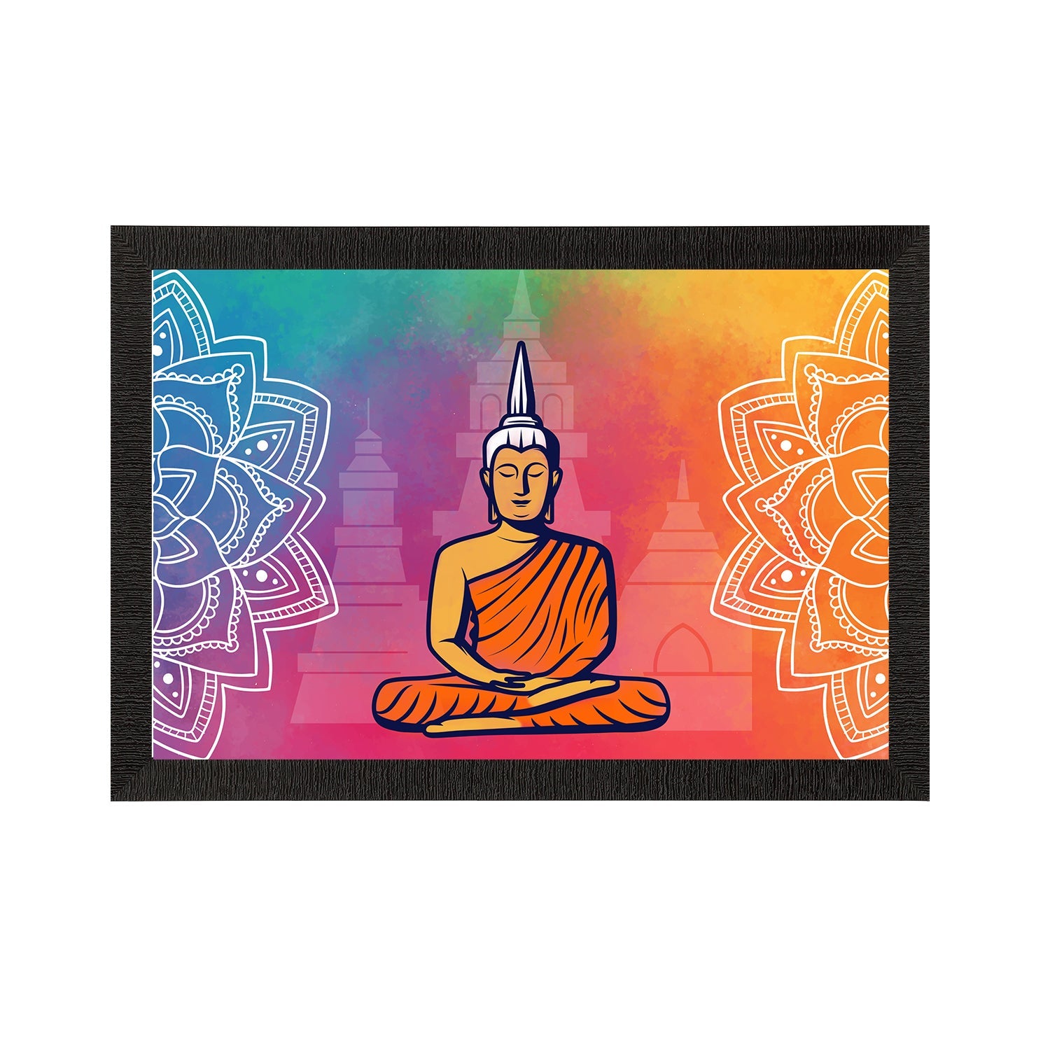 Meditating Lord Buddha Satin Matt Texture UV Art Painting Kafalo