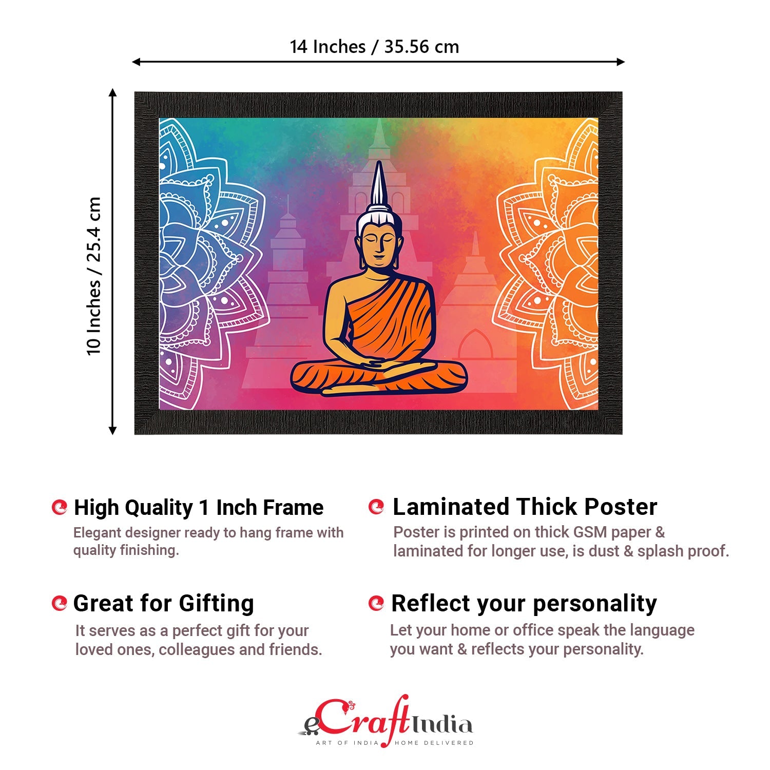 Meditating Lord Buddha Satin Matt Texture UV Art Painting Kafalo