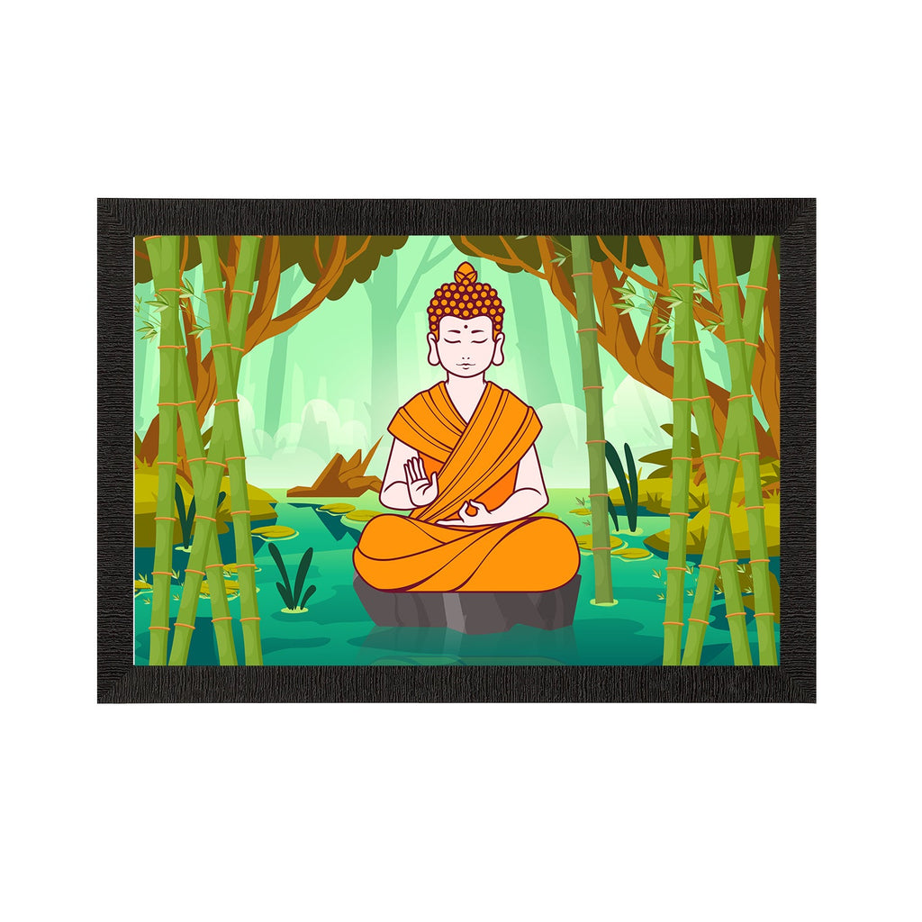 Meditating Lord Buddha Satin Matt Texture UV Art Painting Kafalo