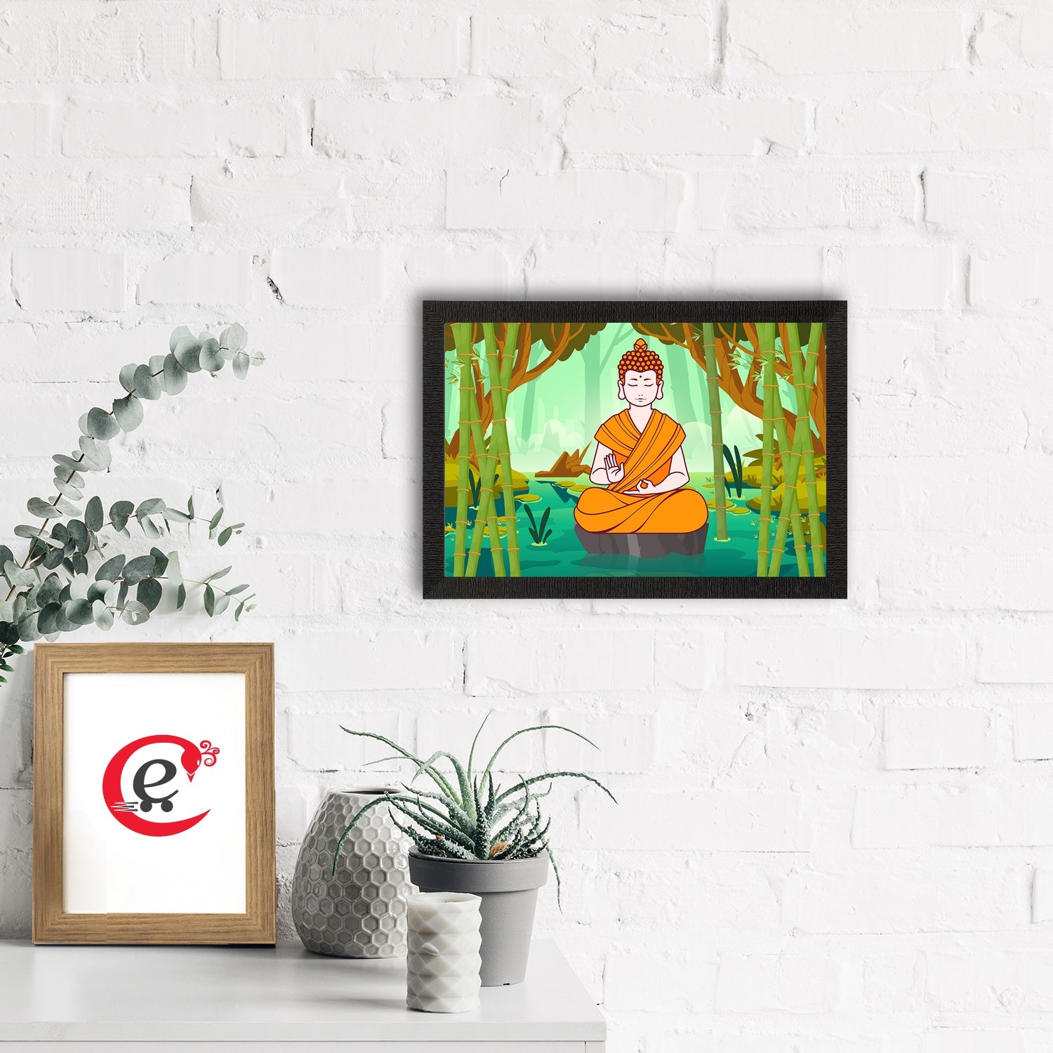 Meditating Lord Buddha Satin Matt Texture UV Art Painting Kafalo