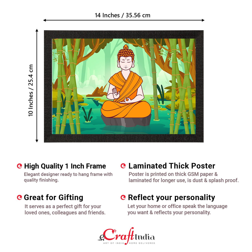 Meditating Lord Buddha Satin Matt Texture UV Art Painting Kafalo