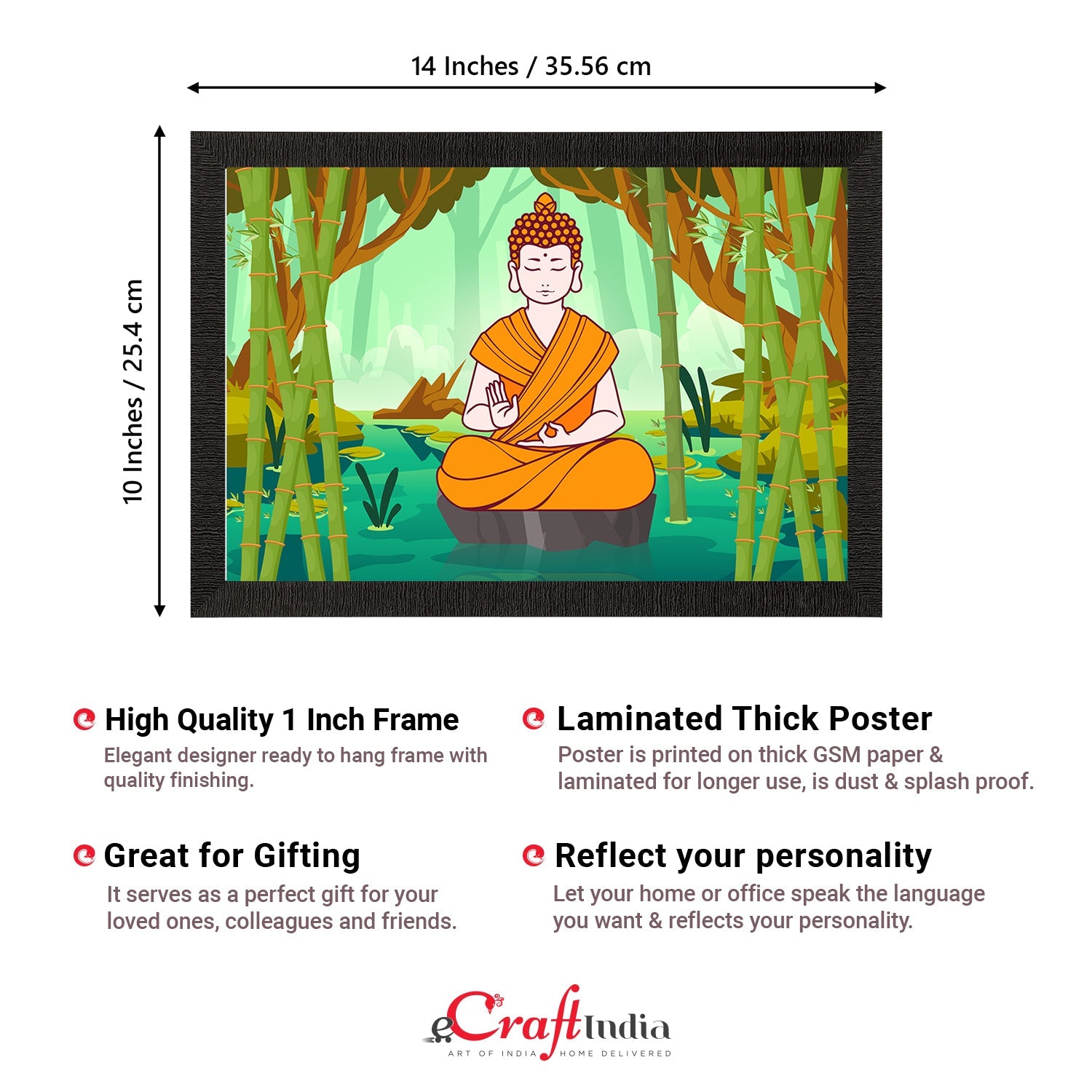 Meditating Lord Buddha Satin Matt Texture UV Art Painting Kafalo