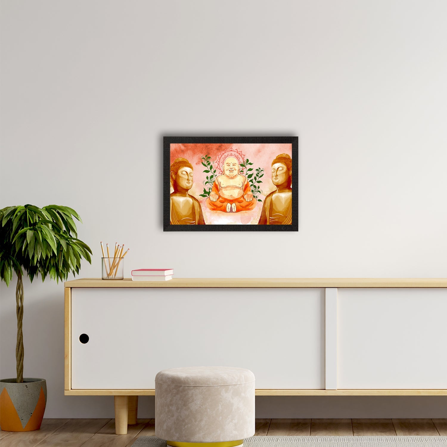 Meditating Lord Buddha Satin Matt Texture UV Art Painting Kafalo