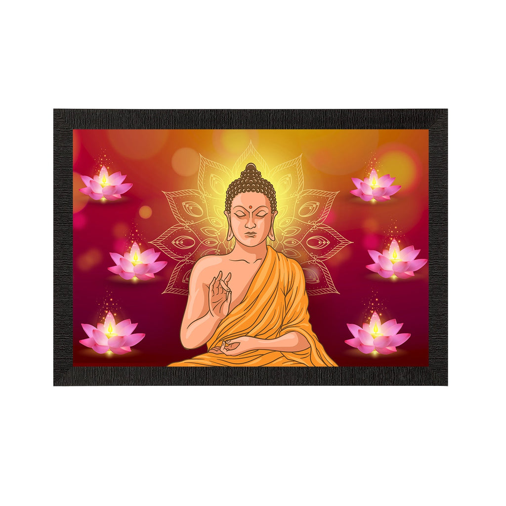 Meditating Lord Buddha Satin Matt Texture UV Art Painting Kafalo