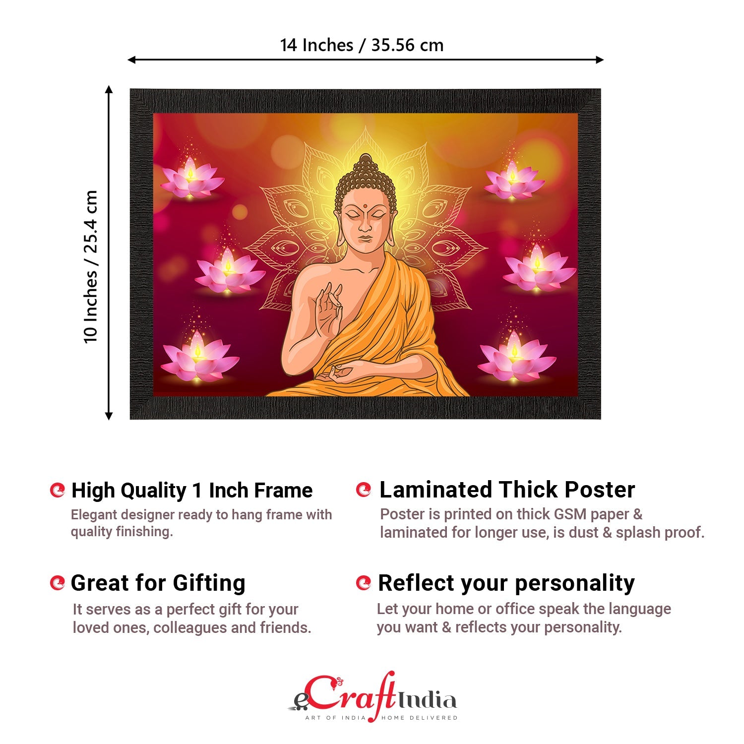 Meditating Lord Buddha Satin Matt Texture UV Art Painting Kafalo