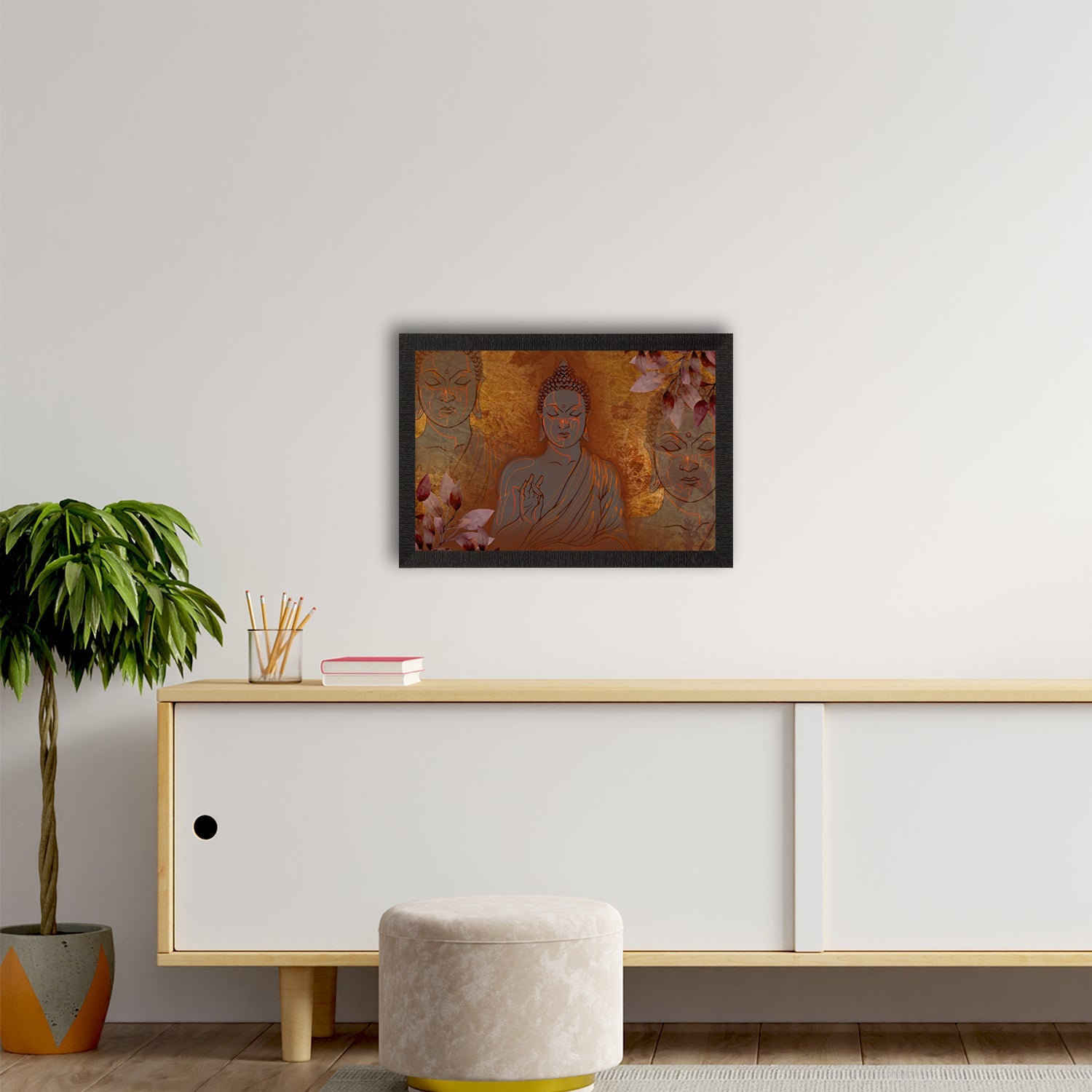Meditating Lord Buddha Satin Matt Texture UV Art Painting Kafalo