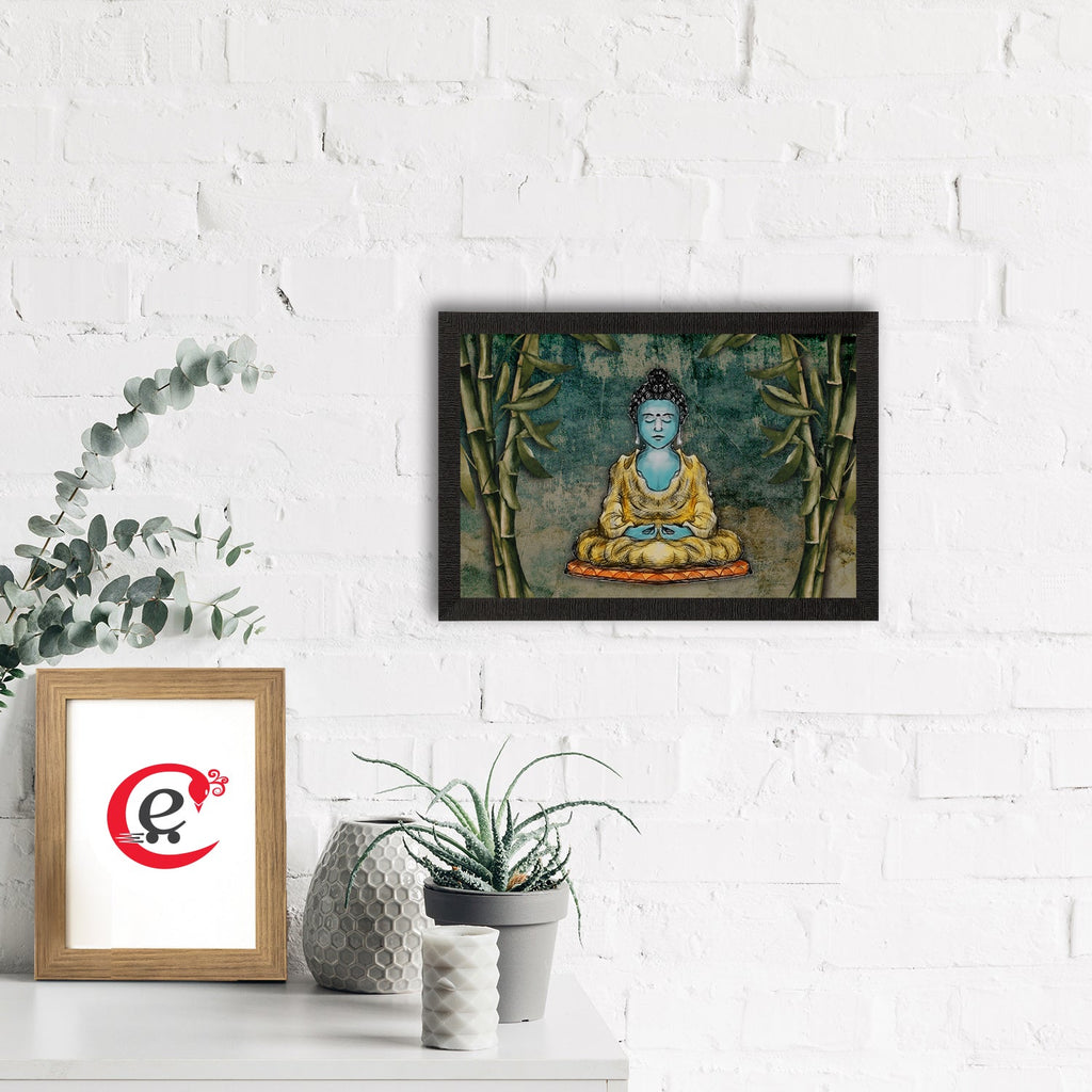 Meditating Lord Buddha Satin Matt Texture UV Art Painting Kafalo