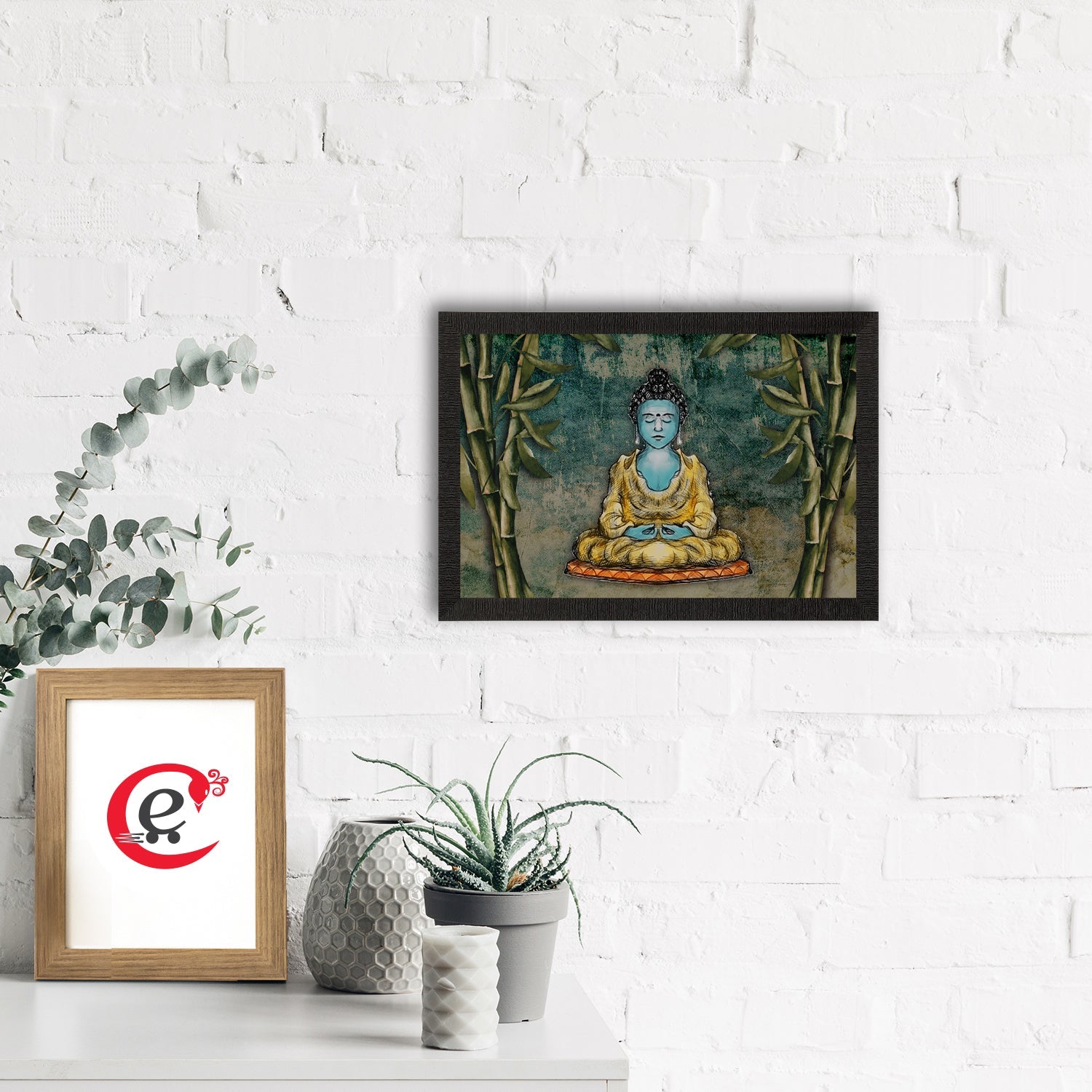 Meditating Lord Buddha Satin Matt Texture UV Art Painting Kafalo