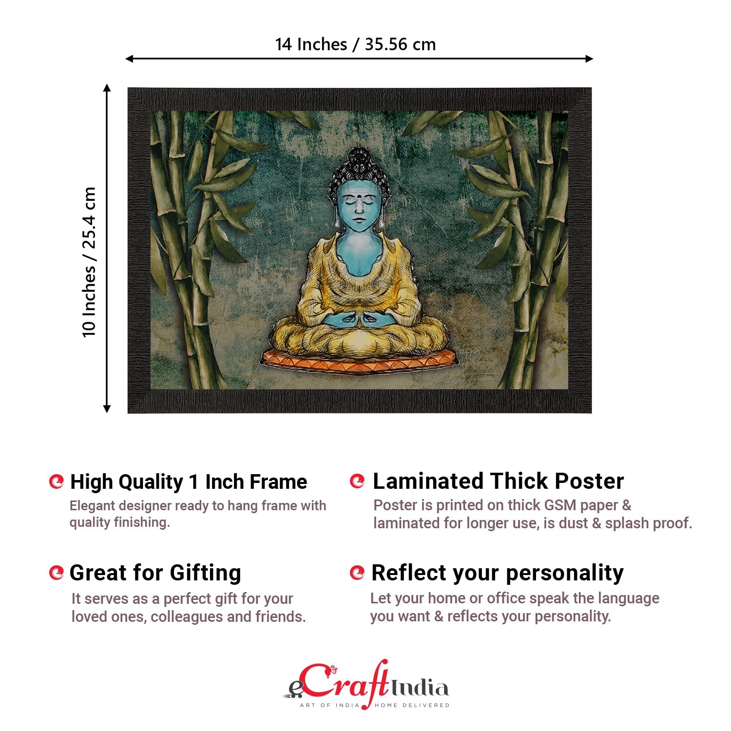 Meditating Lord Buddha Satin Matt Texture UV Art Painting Kafalo