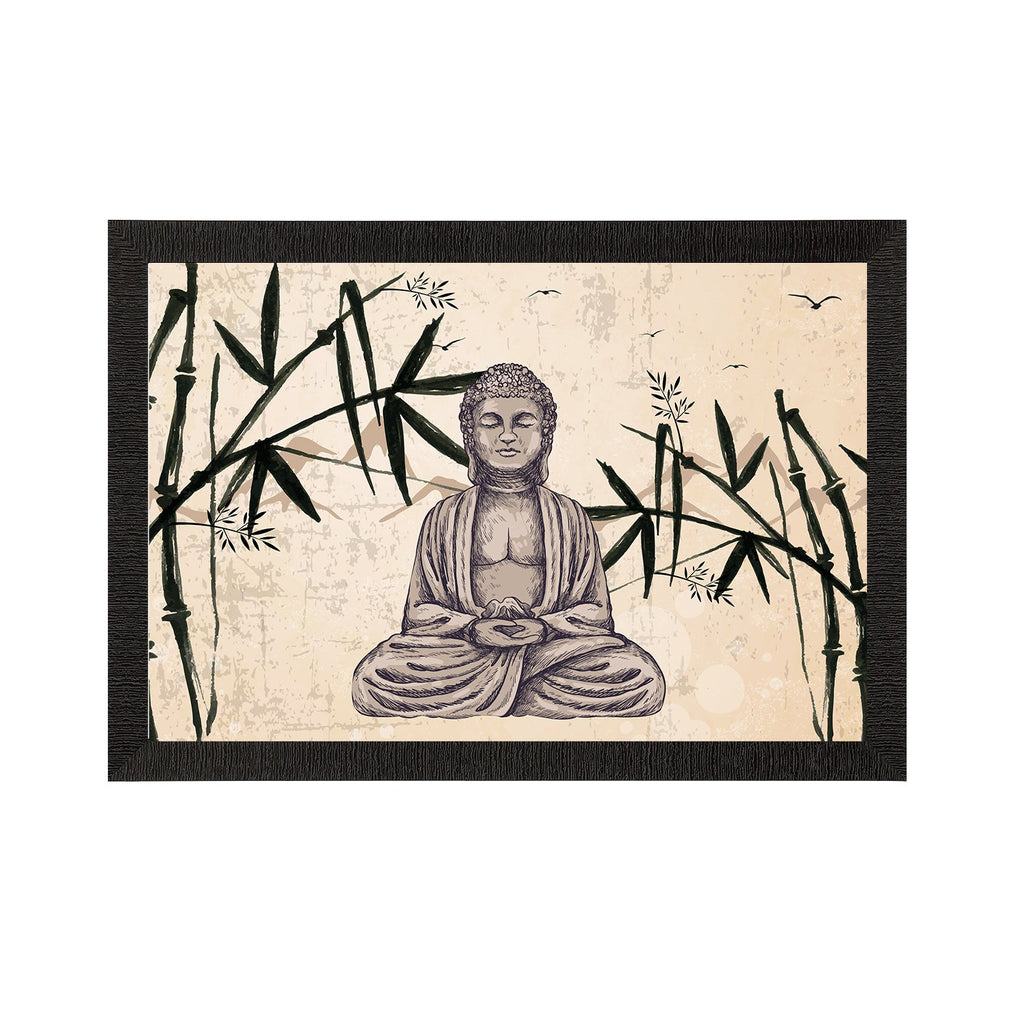 Meditating Lord Buddha Satin Matt Texture UV Art Painting Kafalo