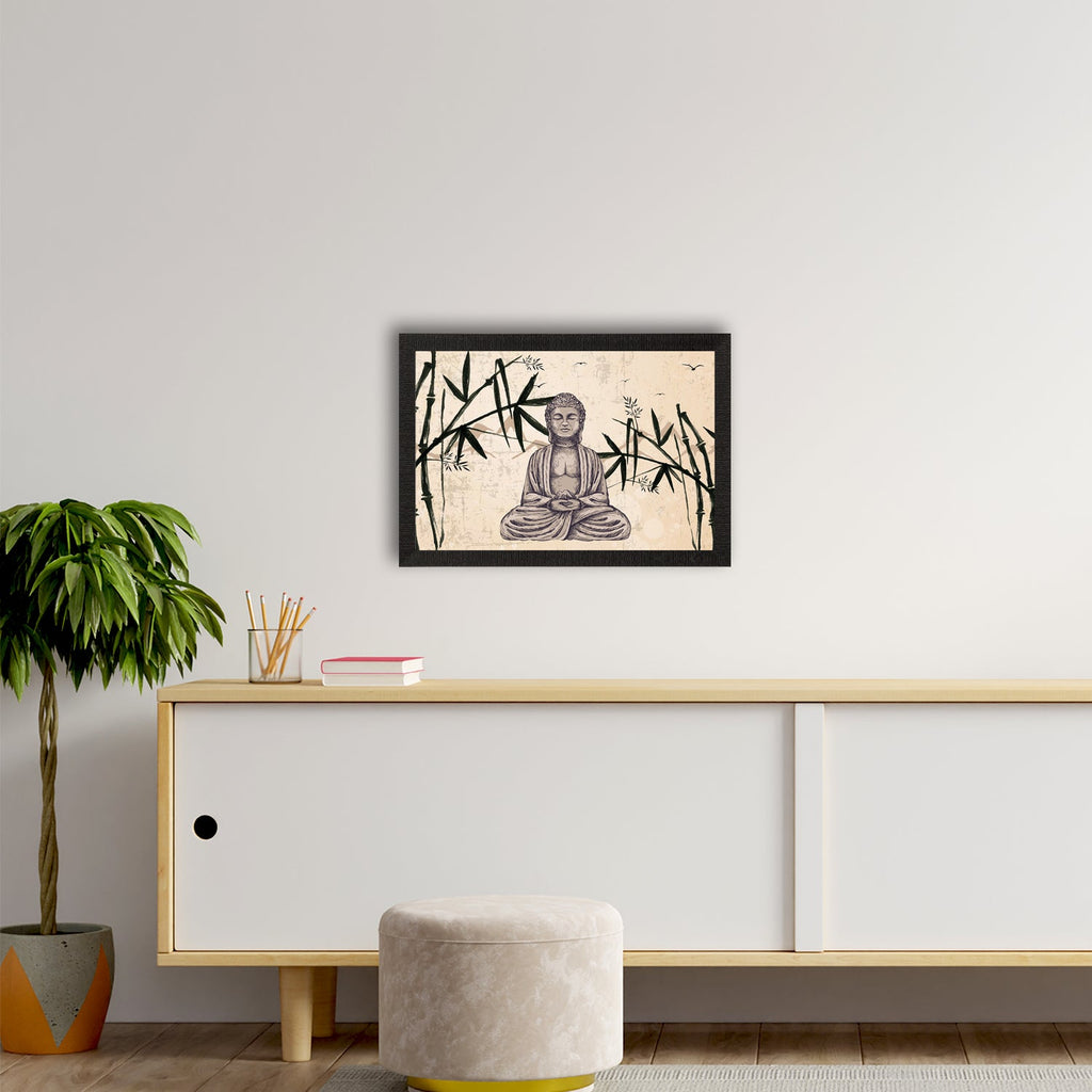 Meditating Lord Buddha Satin Matt Texture UV Art Painting Kafalo