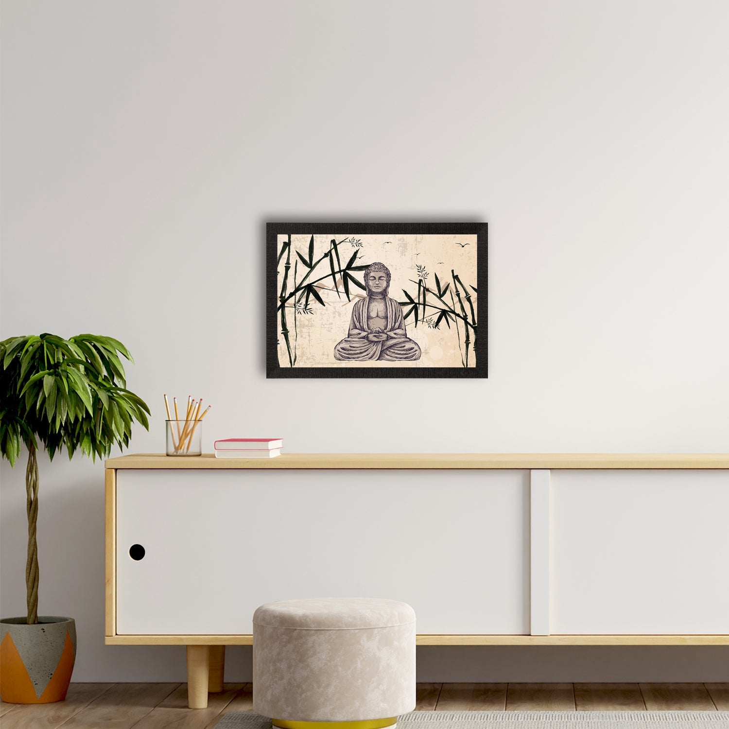 Meditating Lord Buddha Satin Matt Texture UV Art Painting Kafalo