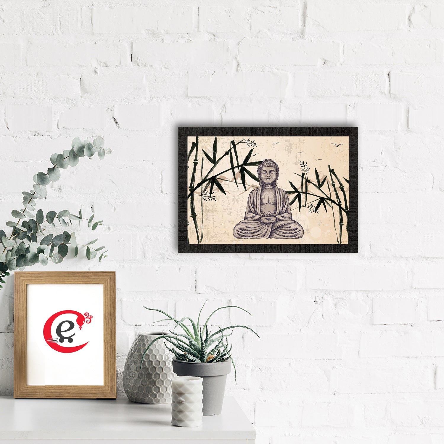Meditating Lord Buddha Satin Matt Texture UV Art Painting Kafalo