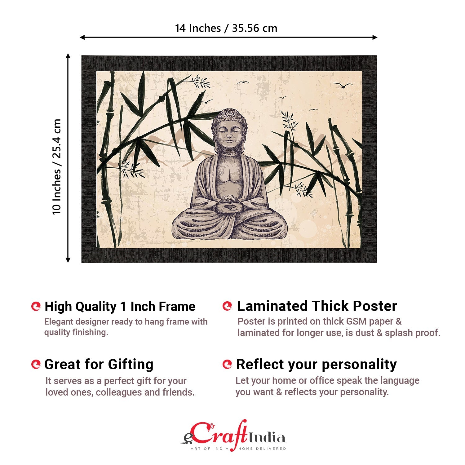 Meditating Lord Buddha Satin Matt Texture UV Art Painting Kafalo