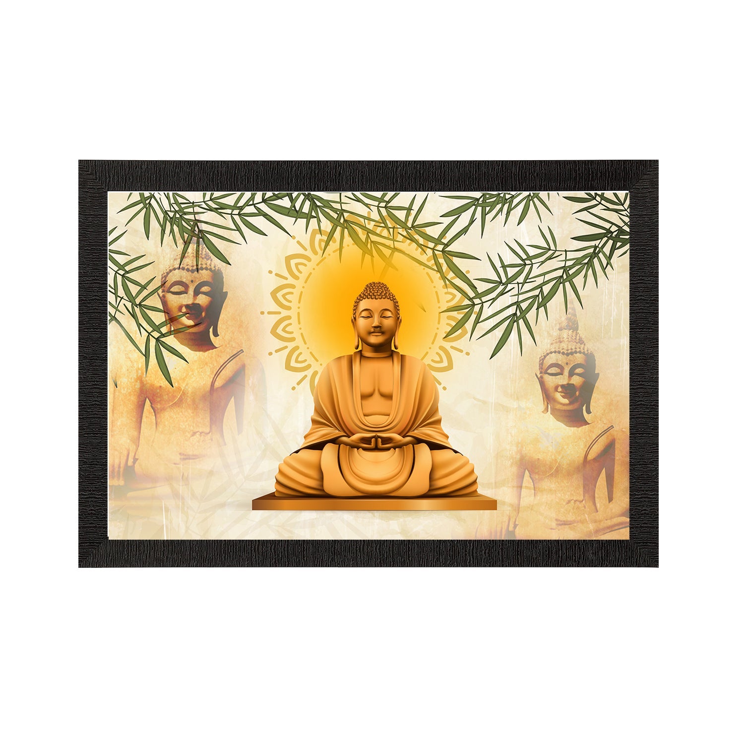 Meditating Lord Buddha Satin Matt Texture UV Art Painting Kafalo